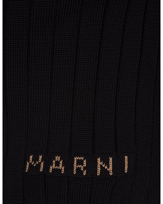 Marni Black Ribbed Knit Short Cardigan