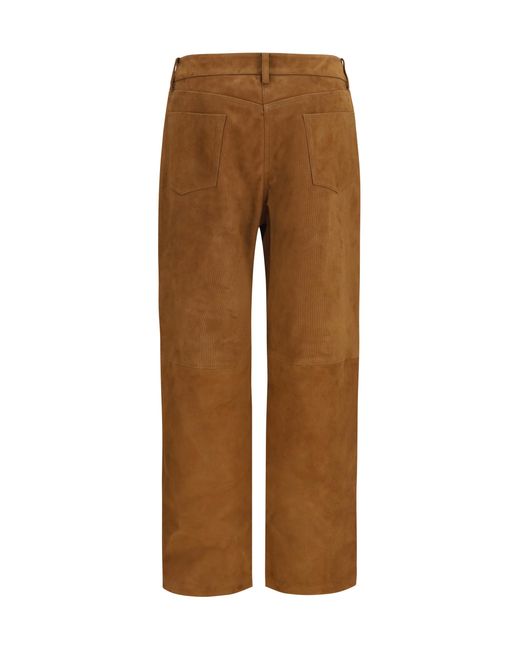 Magda Butrym Brown Leather Straight-Leg Trousers Sheep