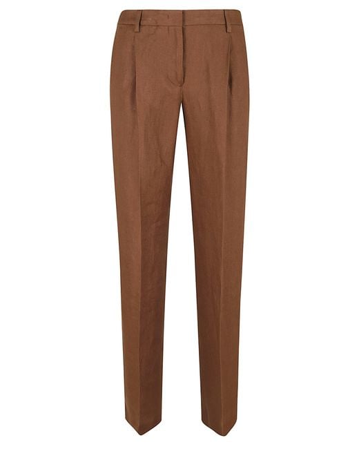 Lardini Brown Trousers Lino Pantaloni
