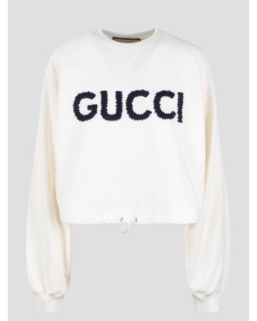 Gucci White Cotton Jersey Drawstring Sweatshirt