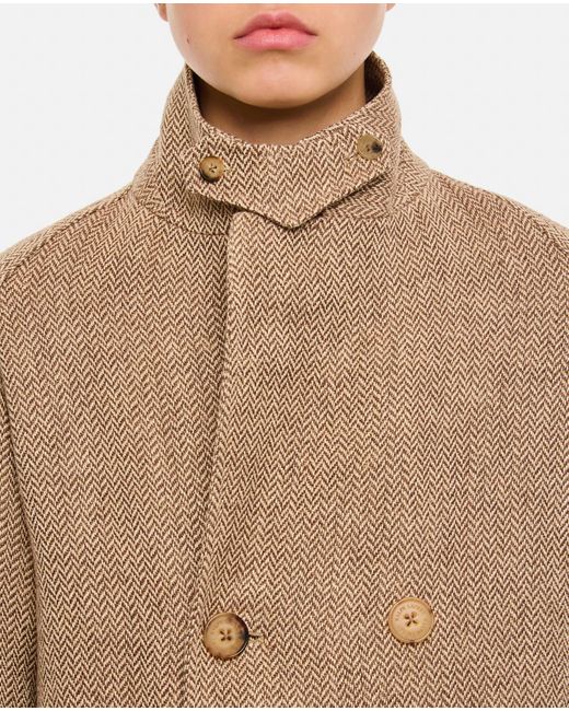 Ralph Lauren Natural Double-Breasted Linen Coat