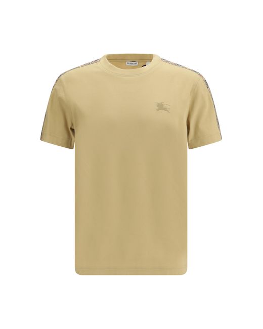 Burberry White T-Shirt With Check Trims Cotton T-Shirts for men
