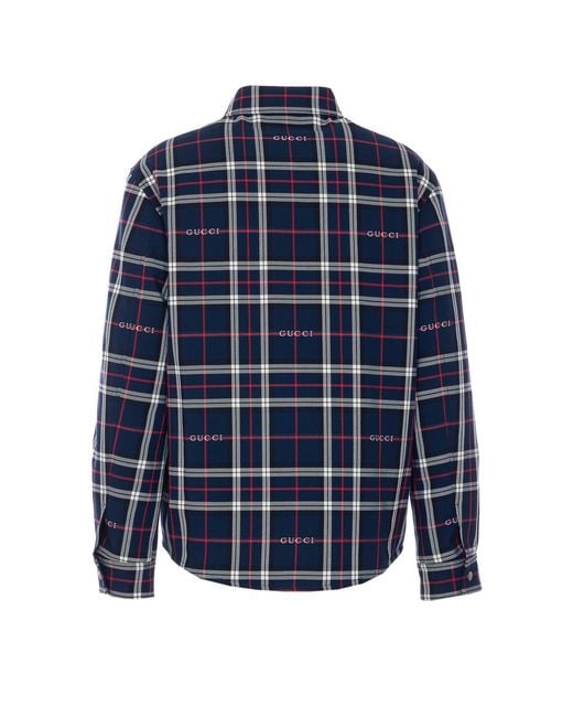 Gucci Blue Tartan Padded Jacket for men