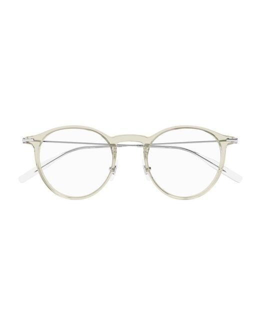 Montblanc Metallic Eyeglasses Browline Full Rim, Frame And Clear Demo Lens Mb0099O002 for men