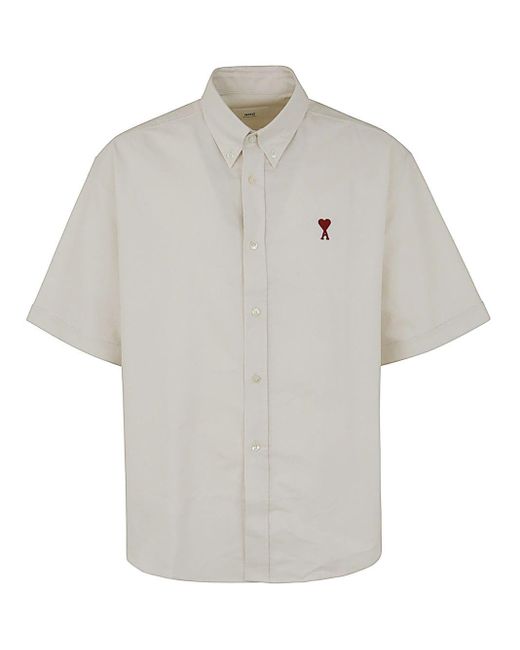AMI White Boxy Fit Short Sleeve Shirt for men