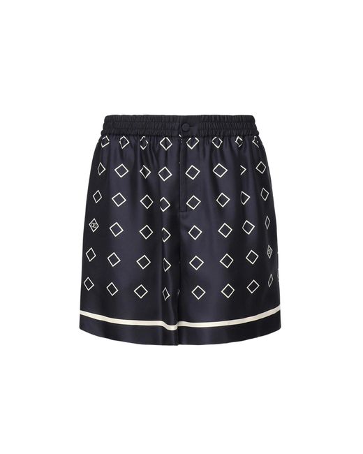 Valentino Garavani Black Printed Silk Bermuda Shorts for men