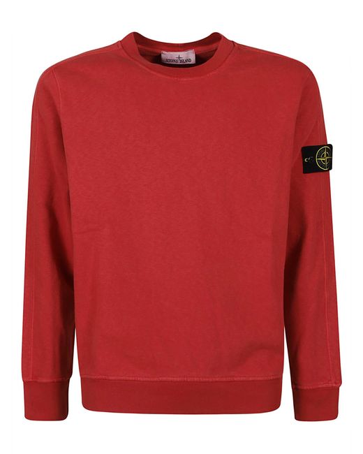 Stone Island Red Logo Sleeve Sweatshirt for men