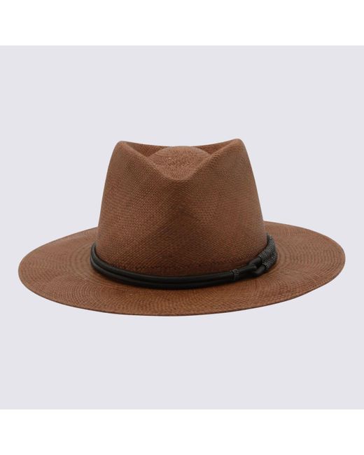 Brunello Cucinelli Brown Fedora Hat