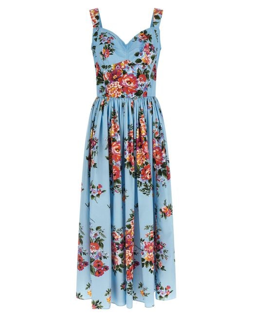 Dolce & Gabbana Blue 'Mazzo Di Fiori' Dress