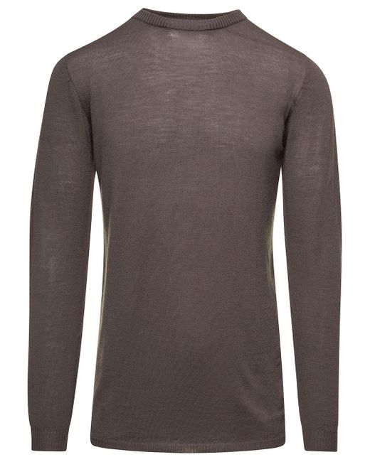 Rick Owens Brown Biker T-shirt With Long Sleeves In Wool for men