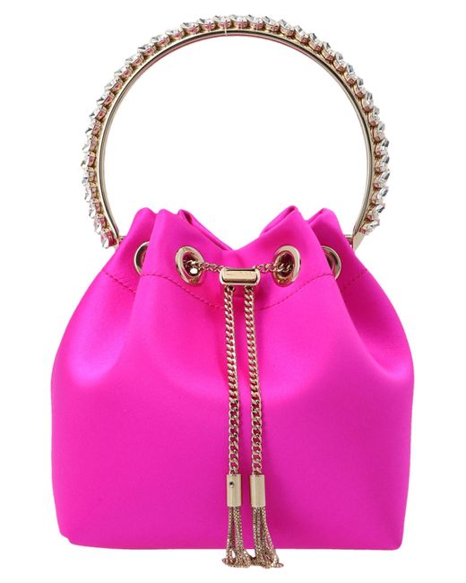 Jimmy Choo Satin Bon Bon Handbag in Fuchsia (Pink) | Lyst