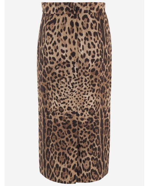 Dolce & Gabbana Natural Skirt Stretch Viscose Animal Print
