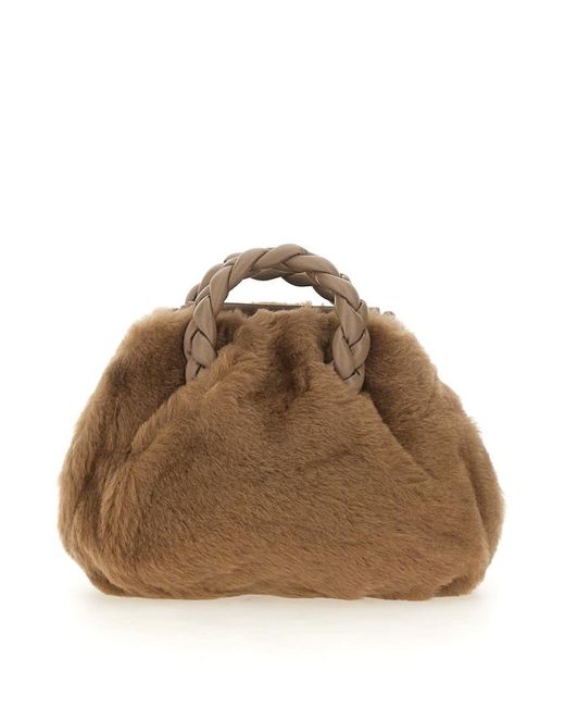 Hereu Brown Sheepskin Shearling Tote Bag