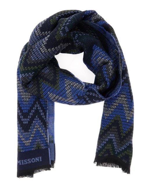 Missoni Blue Scarf Wool for men