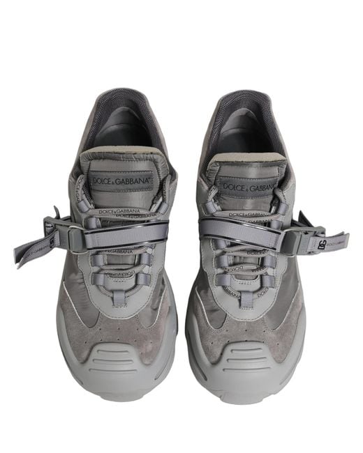 Dolce & Gabbana Gray Airmaster Panelled Low Top Sneakers Shoes Nylon Suede for men