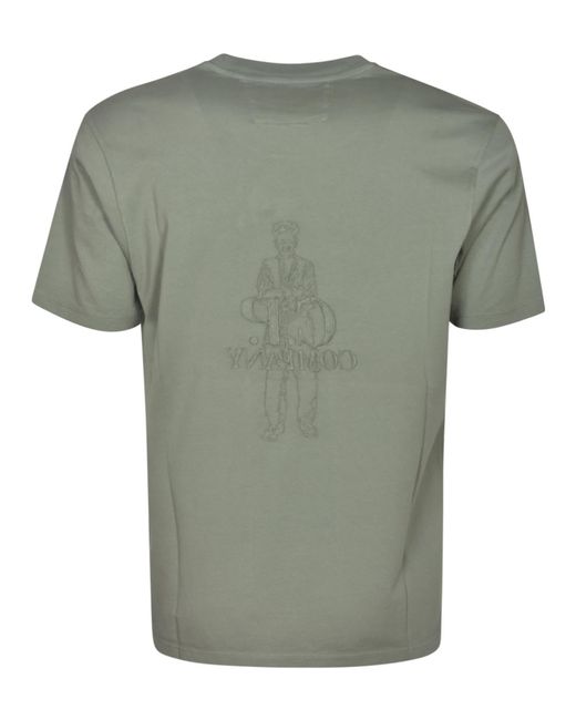 C P Company Green Logo Print T-Shirt for men
