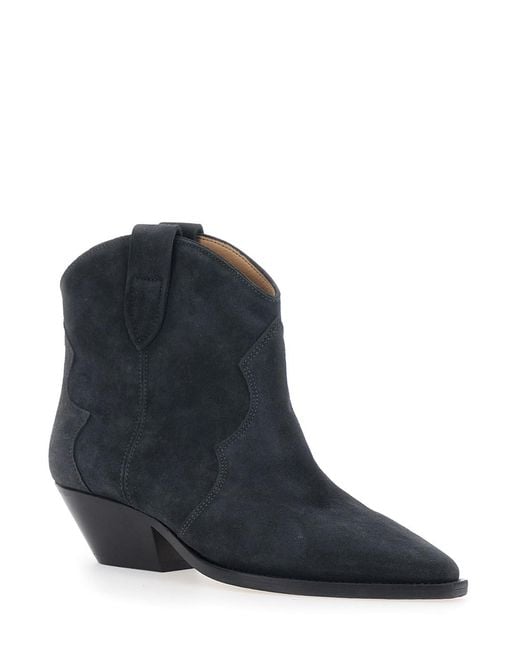 Isabel Marant Black Ankle Boots Dewina Suede