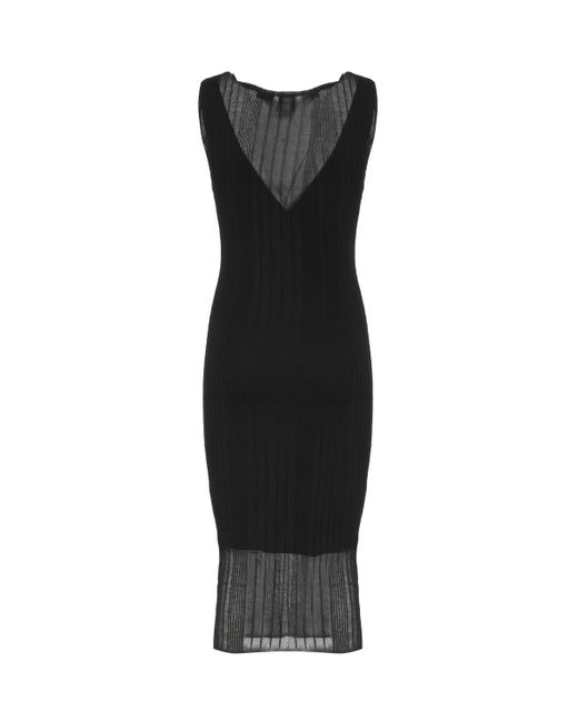 Pinko Black Transparent Crepe Midi Dress