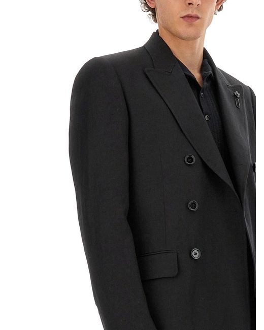 Lardini Black Double-Breasted Jacket for men