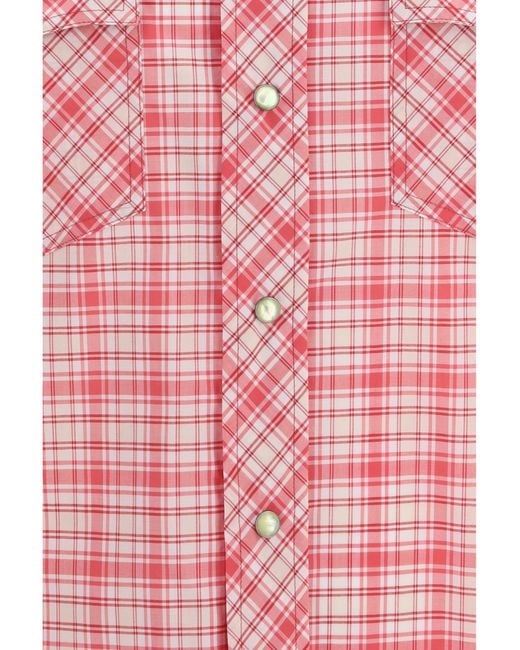 Versace Pink Slim Checked Cotton Poplin Shirt for men