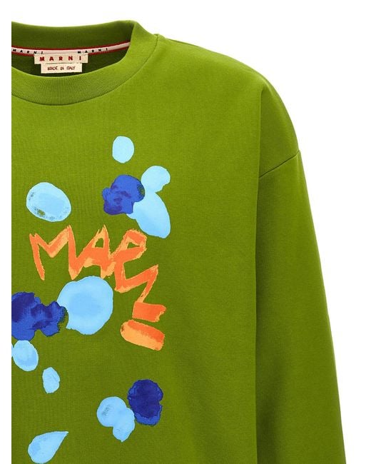 Marni Green Print Sweatshirt for men