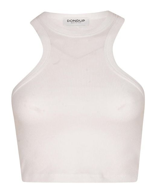 Dondup White Fitted Cropped Tank Top