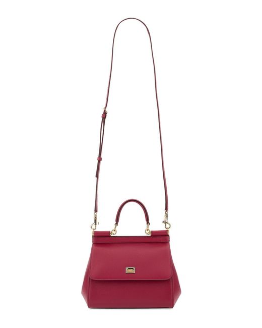 Dolce & Gabbana Sicily Small Bag Stampa Dauphine in Red