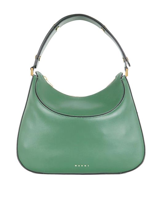 Marni Leather Hobo Large W/zip Shoulder Bag in Emerald (Green) | Lyst