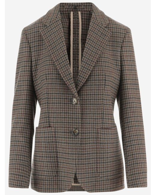 Lardini Gray Cashmere Houndstooth Jacket