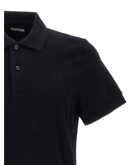 Tom Ford Black Logo Embroidery Shirt Polo for men