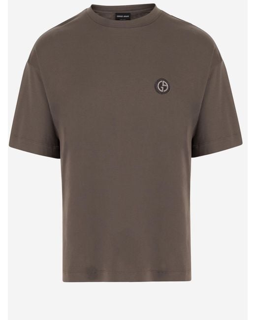 Giorgio Armani Brown T-Shirt Cotton-Blend Modal T-Shirts for men