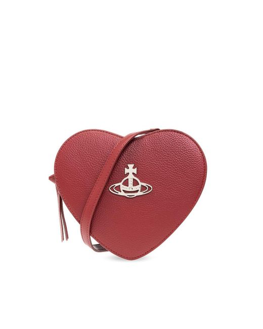 Vivienne Westwood Red Louise Heart Orb Plaque Shoulder Bag