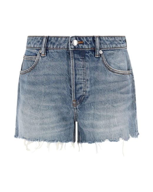 Alexander Wang Blue Shorts "Bite" Worn Effect