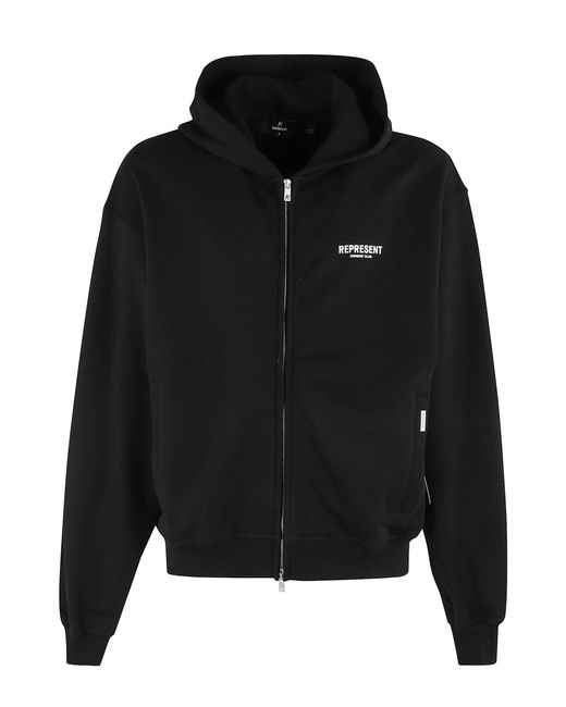 Represent Black Owners Club Zip Hoodie With Printed Logo for men