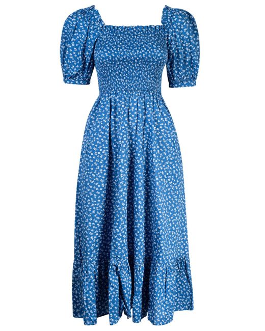 Ralph Lauren Blue Floral Elastic Waist Dress