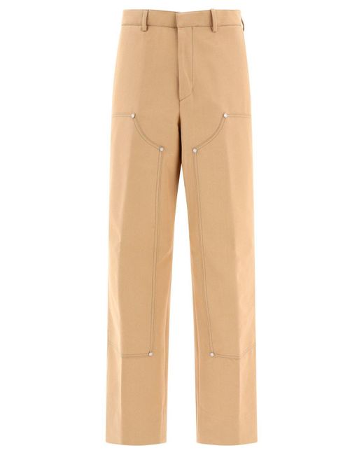 Palm Angels Natural "Monogram" Workwear Trousers for men