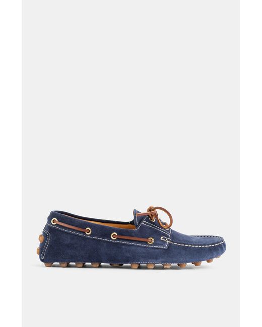Tod's Blue Gommino Suede Leather Boat Shoes Loafers
