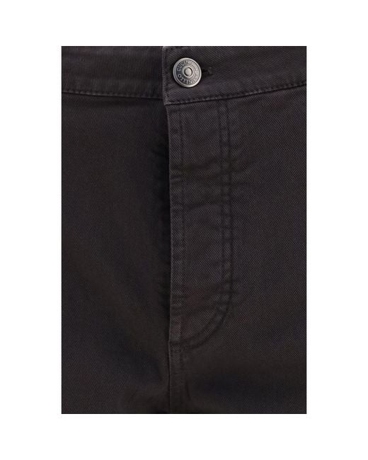 Brunello Cucinelli Black Brown Cotton Relaxed Fit Jeans for men
