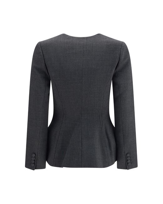 Self-Portrait Blue Wool Collarless Jacket Polyester