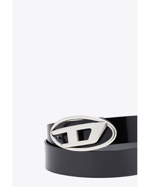 DIESEL Gray Oval D Logo Rev B-1Dr Rev Ii And Reversible Leather Belt