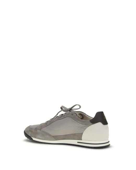Brunello Cucinelli White Deer And Suede Sneakers for men