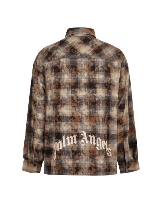 Palm Angels Brown Checked Cotton Shirt for men