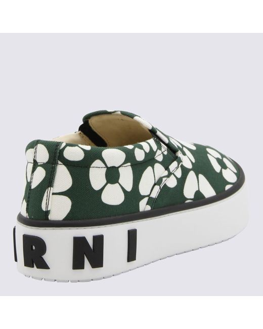 Marni Green And Canvas Slip On Sneakers for men