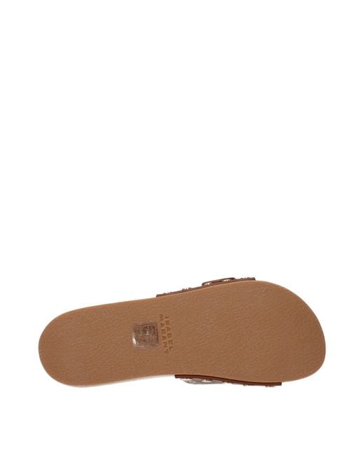 Isabel Marant Brown Studded Leather Slide Sandal