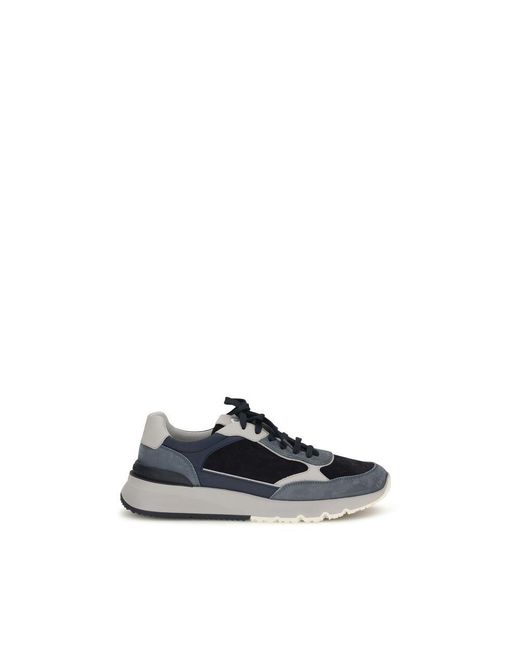 Brunello Cucinelli Blue Calf Leather Bos Taurus Athletic Sneakers for men