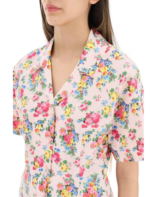 Max Mara White Flower Cotton Poplin Shirt