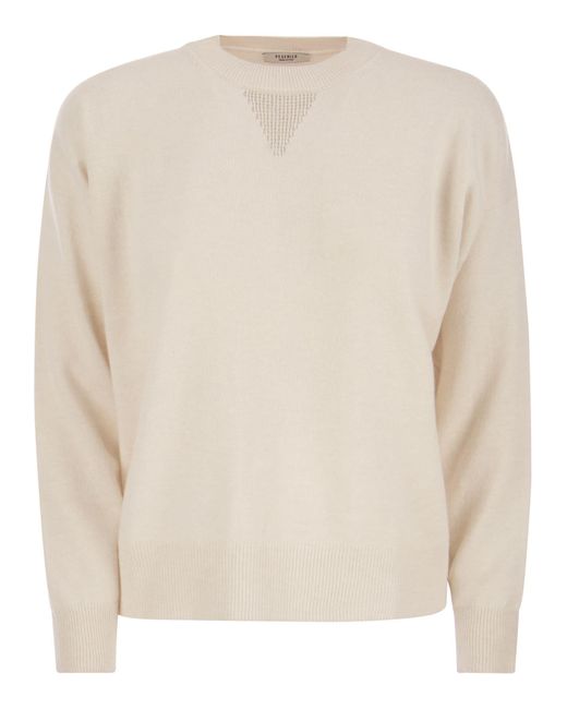 Peserico Natural Crew-neck Sweater In Wool, Silk And Cashmere Blend