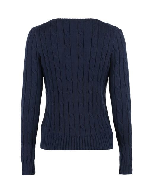 Polo Ralph Lauren Blue Kimberly Cable-knitted V-neck Jumper