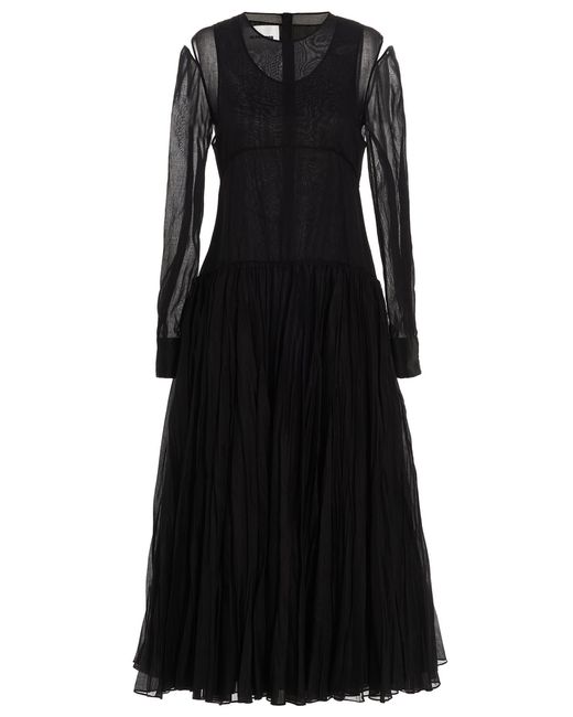 Jil Sander Black Pleated Skirt Dress