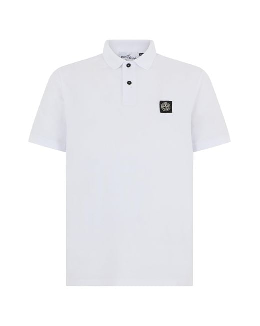 Stone Island White Polo Shirt Cotton for men